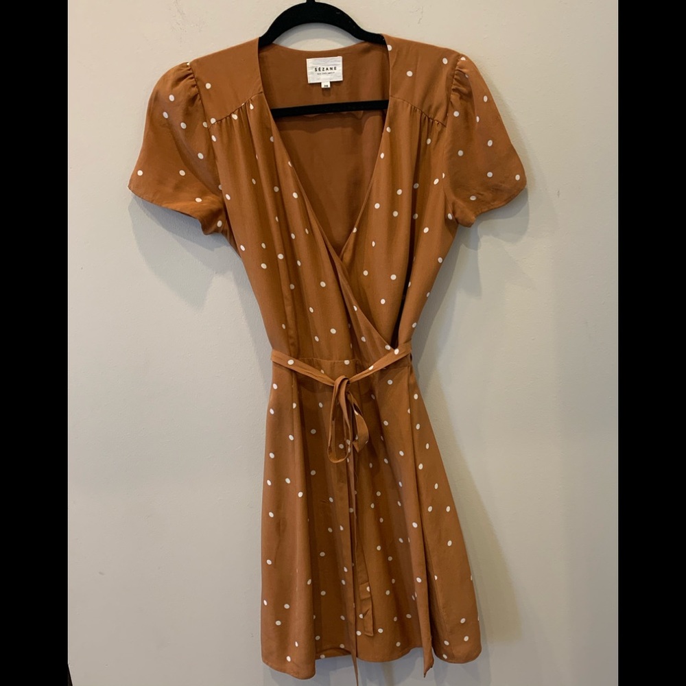 Sezane Anastasia silk polka dot wrap dress size 38